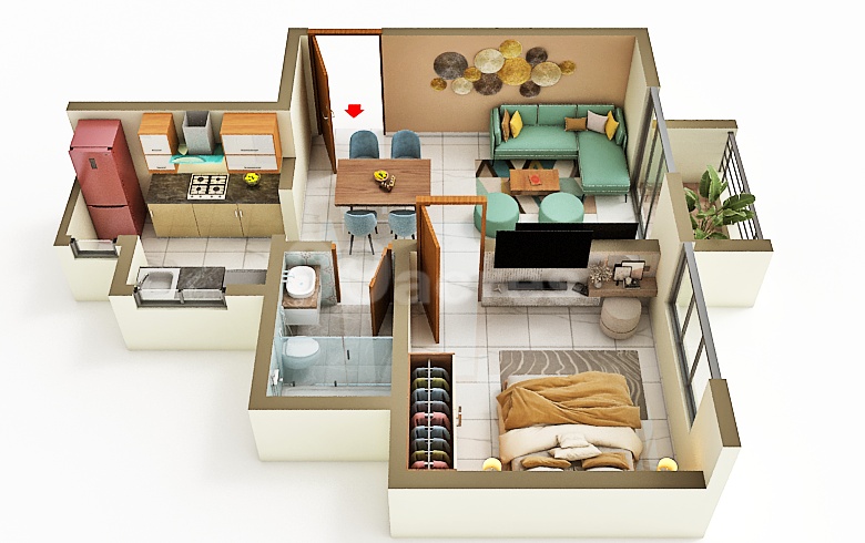 Sobha One World - 734.00 Floor Plan